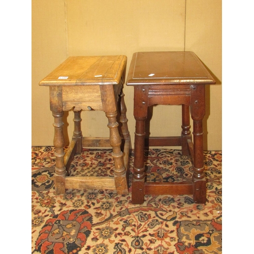 1390 - Two old English oak coffin or joint stools of traditional form (2)