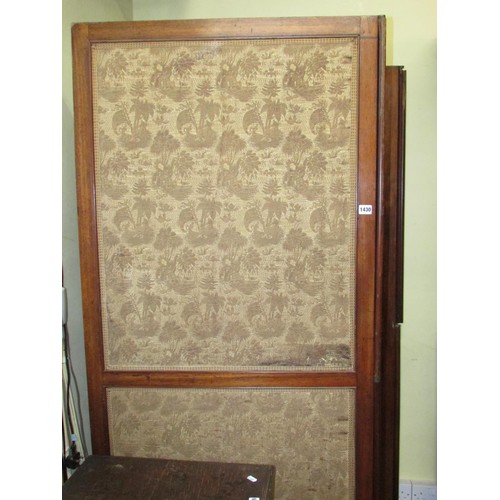 1430 - A Georgian mahogany four fold room divider/screen of full height with upholstered panels, each panel... 