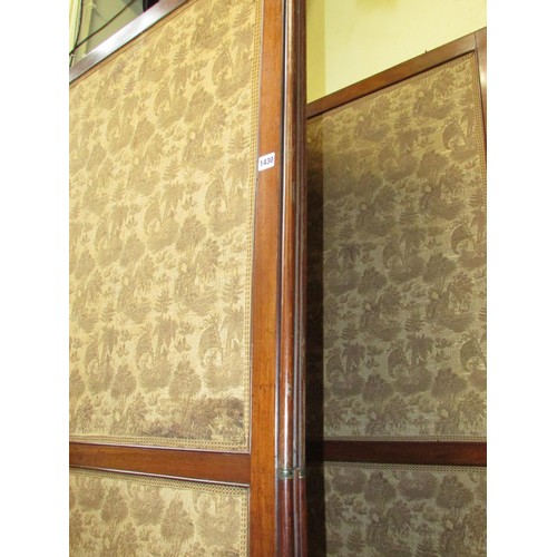 1430 - A Georgian mahogany four fold room divider/screen of full height with upholstered panels, each panel... 