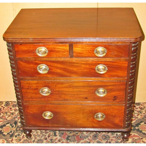 1433 - Small 19th century style Biedermeier chest of 31 plus 2 short drawers with moulded columns 69 cm wid... 