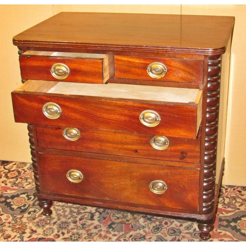 1433 - Small 19th century style Biedermeier chest of 31 plus 2 short drawers with moulded columns 69 cm wid... 