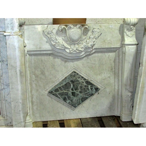 1466 - A 19th century white and veined marble console table with acanthus and other detail, with shaped top... 