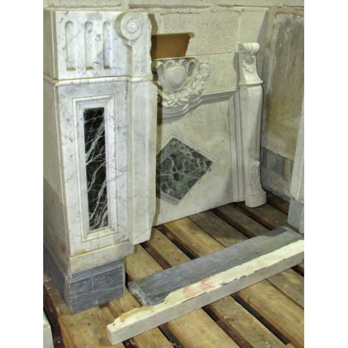 1466 - A 19th century white and veined marble console table with acanthus and other detail, with shaped top... 