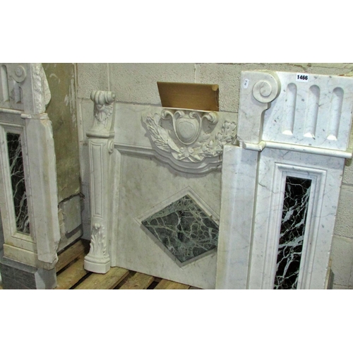 1466 - A 19th century white and veined marble console table with acanthus and other detail, with shaped top... 