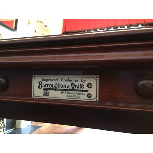 1436 - A Burroughes & Watts quarter size billiard/dinning table in mahogany raised on square cut supports, ... 