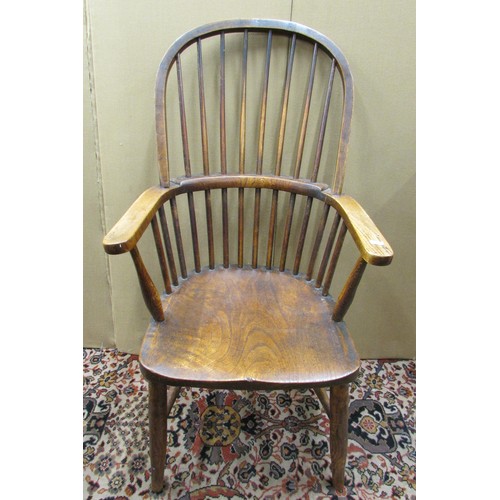 1376 - Two 19th century Windsor comb-back elbow chairs, in elm and beech (2)