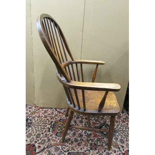 1376 - Two 19th century Windsor comb-back elbow chairs, in elm and beech (2)