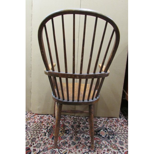 1376 - Two 19th century Windsor comb-back elbow chairs, in elm and beech (2)