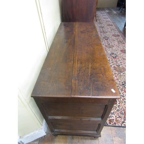 1357 - A Georgian oak mule chest with loose lid over a panelled frame and two long drawers, 86cm high, 137 ... 