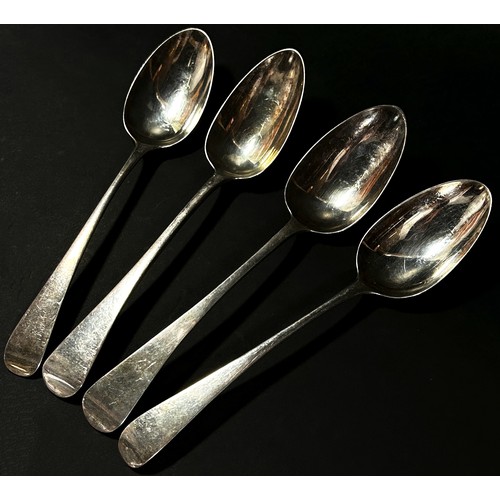 210 - A pair of George III silver serving spoons 1815 maker William Bateman and a pair of William IV servi... 