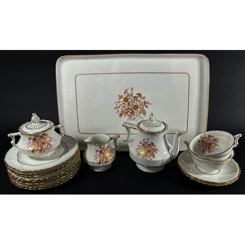 18 - A quantity of French Haviland Limoges Floreal pattern tea and dinner wares comprising teapot, twin h... 