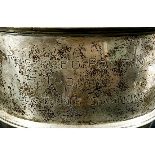 227 - A large double handled silver trophy engraved 