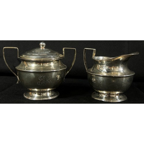 239 - A matching set of silver sugar bowl, cream jug, bothy stamped sterling and a small Webster sterling ... 