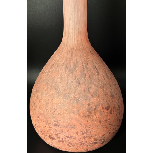 148 - A Daum Nancy Matt Pink thin stemmed Soliflor vase, engraved signature with the Cross of Lorraine, ci... 