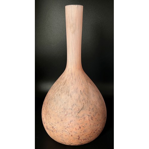 148 - A Daum Nancy Matt Pink thin stemmed Soliflor vase, engraved signature with the Cross of Lorraine, ci... 