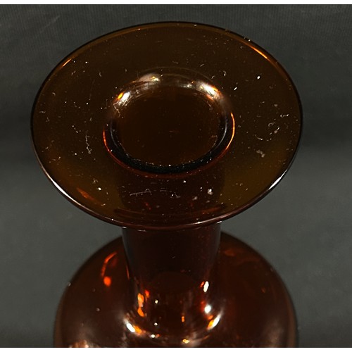 166 - A Holmegaard amber glass vase designed by Otto Brauer, 25cm high.