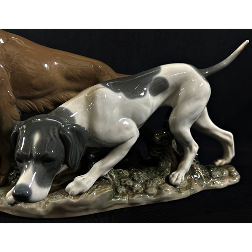 53 - A large Lladro porcelain group - attentive dogs, (Red Setter and English pointer) number 4957