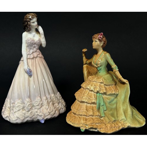 55 - Five Royal Doulton figures, girls in white flowing gowns from the 'With Love' series, four further f... 