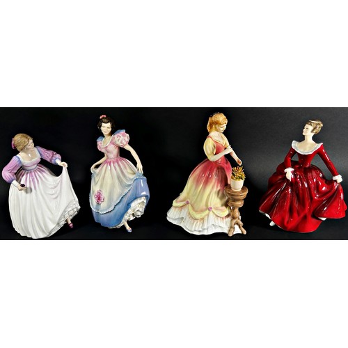 55 - Five Royal Doulton figures, girls in white flowing gowns from the 'With Love' series, four further f... 