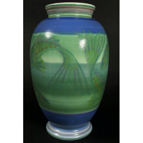 79 - Sally Tuffin for Poole Pottery, a baluster ‘fish’ vase, singed to underside and dated ‘13.2.1997’.