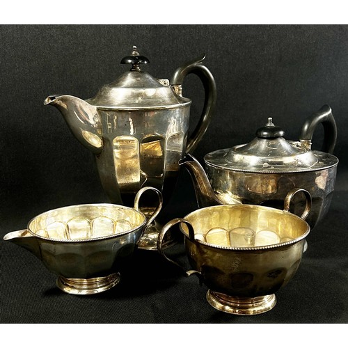 249 - A four piece silver tea service, teapot, coffee pot, sugar bowl and milk jug Sheffield 1938 maker’s ... 