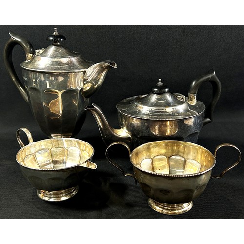 249 - A four piece silver tea service, teapot, coffee pot, sugar bowl and milk jug Sheffield 1938 maker’s ... 