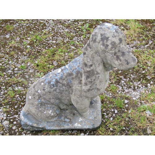 1042 - A matched pair of weathered cast composition stone garden terrace/pier ornaments in the form of seat... 