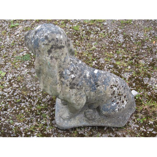 1042 - A matched pair of weathered cast composition stone garden terrace/pier ornaments in the form of seat... 