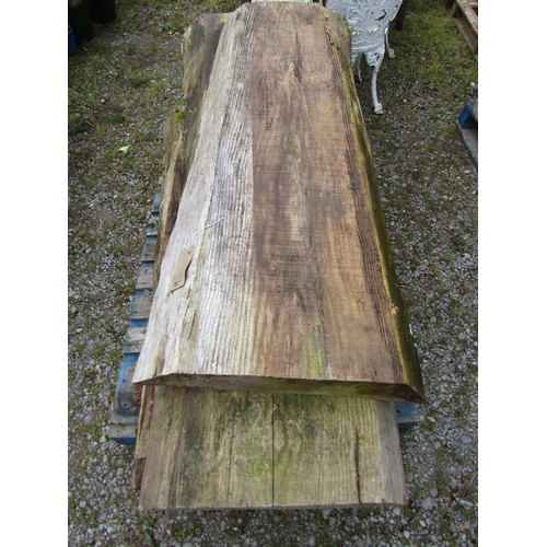 1064 - Five rough mill cut slices of timber, the longest section approx 2 metres long, the others 60 cm app... 