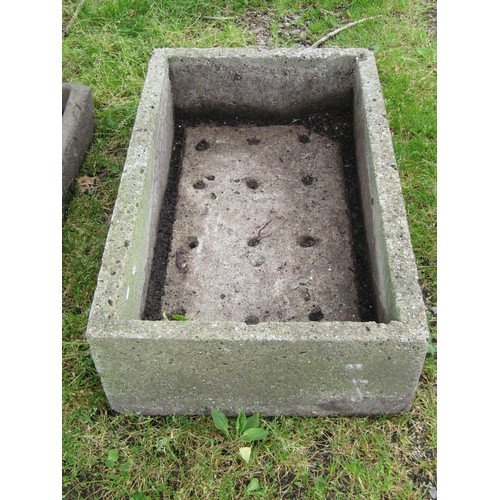 1071 - A weathered rectangular cast composition stone garden trough 23 cm high x 87 cm x 53 cm