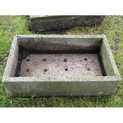 1071 - A weathered rectangular cast composition stone garden trough 23 cm high x 87 cm x 53 cm