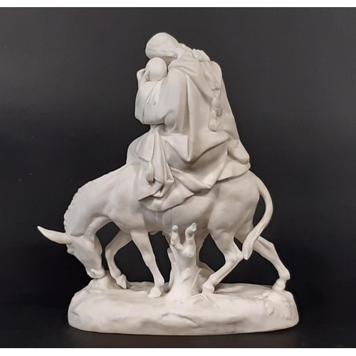 14 - A Minton Parian figure group, The Virgin Mary infant Jesus riding a donkey, naturalistically modelle... 