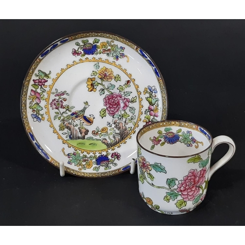 16 - A group of mixed porcelain cups and saucers, 19th century and later, to include a Royal Worcester ex... 