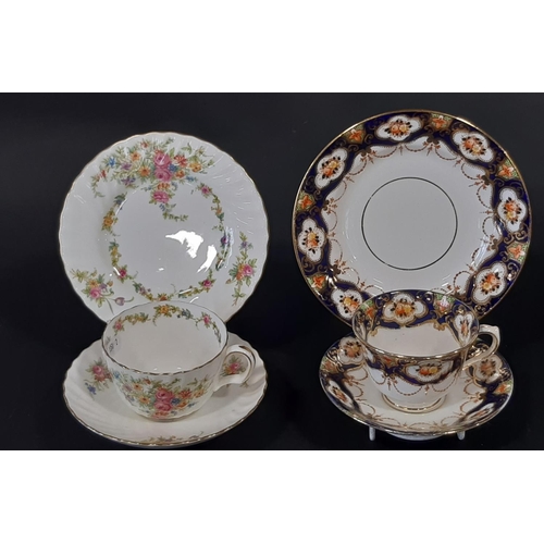 16 - A group of mixed porcelain cups and saucers, 19th century and later, to include a Royal Worcester ex... 