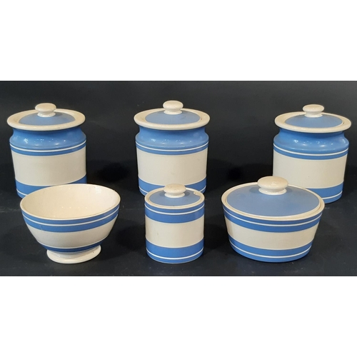 22 - A quantity of TG Green blue and white banded Cornish ware to include a green shield marked sugar cas... 