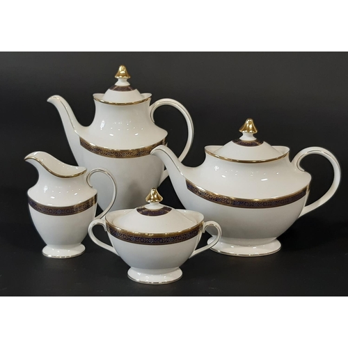 5 - A Royal Doulton Harlow pattern part dinner/tea service comprising hot water pot, teapot, cream jug, ... 