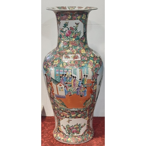 49 - A large contemporary Chinese floor standing vase of baluster form with trumpet neck and with Famille... 