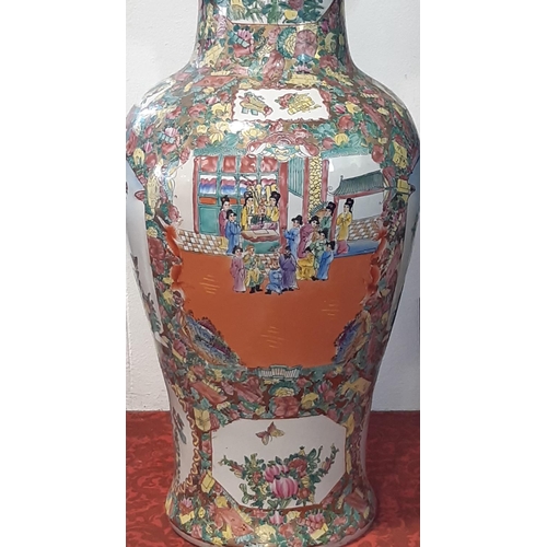 49 - A large contemporary Chinese floor standing vase of baluster form with trumpet neck and with Famille... 