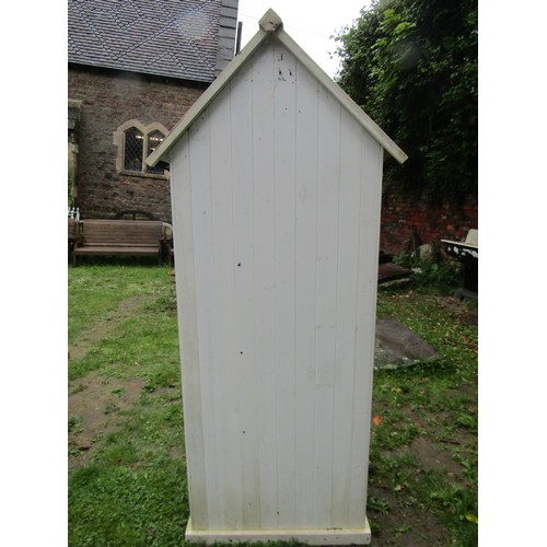 1167 - A small painted garden tool shed of tongue and groove panelled construction, painted finish and apex... 