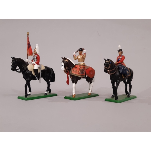 784 - A collection of late 20th century military procession die-cast figures by Britains comprising  mount... 