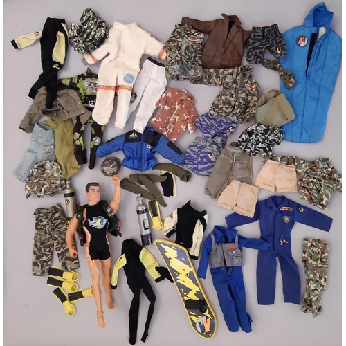 785 - A large collection of 1990's Action Man figures with Moon Buggy, clothing, kayak,  diving accessorie... 