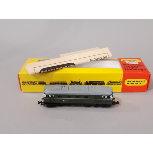 789 - A collection of boxed N gauge railway models by Hornby Minitrix including 102 Passenger Set, N205  2... 