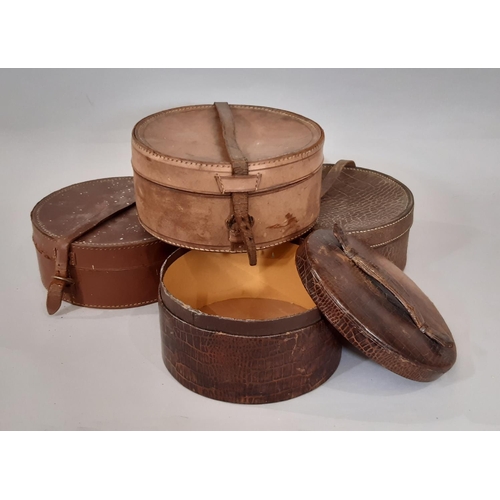 799 - Three vintage stitched leather collar boxes (plus 4  collars) and one with faux crocodile skin finis... 