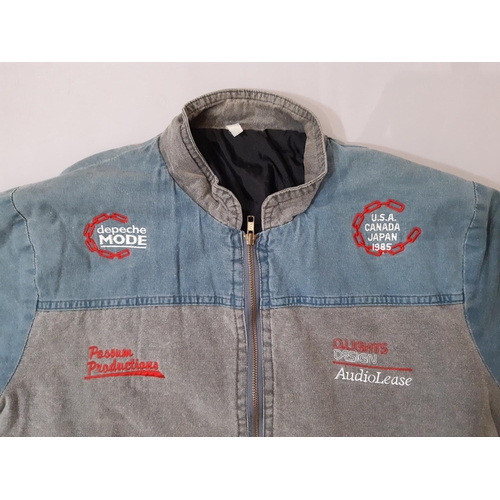 798 - A vintage jacket used by sound crew on the Depeche Mode 1985 world tour with zip front and quilted l... 