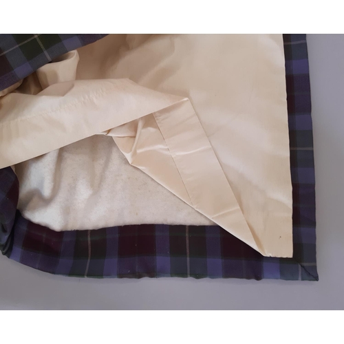 807 - 1 pair extra long heavy curtains in tartan fabric,  lined and thermal lined with triple pleat headin... 