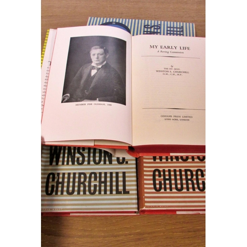 675 - Historical interest - 4 books by Winston Churchill (1947) (My Early Years, Step by Step, Thoughts & ... 