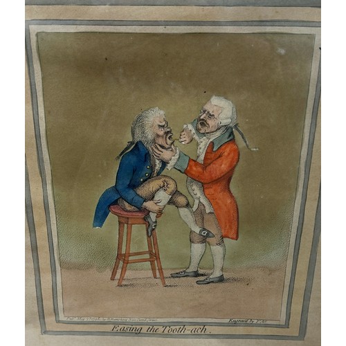 1813 - James Gillray - 'Easing The Tooth-Ach', hand-coloured stipple engraving, published May 7th 1796 By H... 