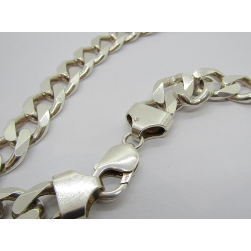 416 - Heavy silver curb link chain necklace, maker 'DPT', 56cm L approx, 128g