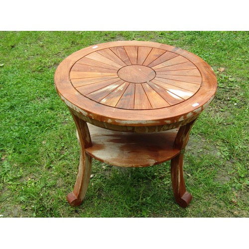 1196 - Two good quality contemporary teak garden chairs of varying design with slatted seats and backs toge... 