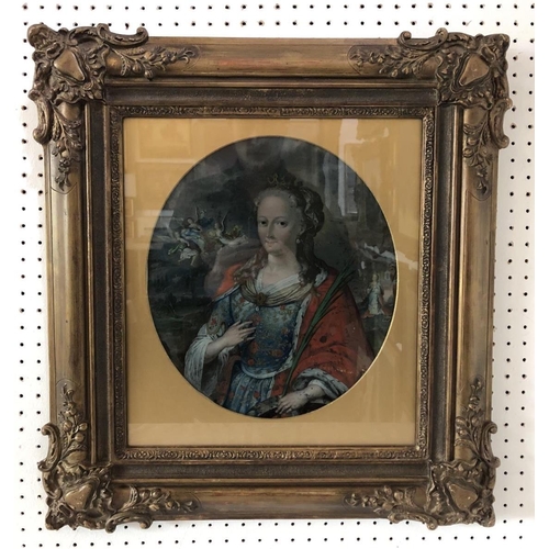 1812 - A reverse glass painting depicting The Martyrdom of Saint Barbara, 18th/19th century, 31 x 27.5 cm, ... 